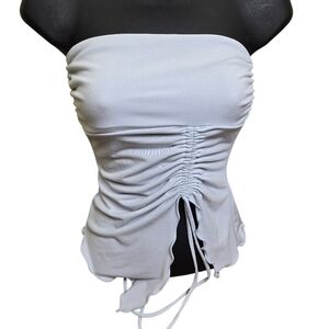 BDG Womens Size XS Ruched Strapless Asymetric Top - Light Blue